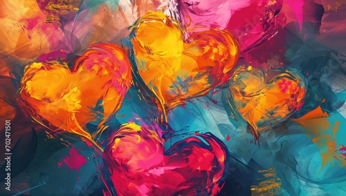 abstract colorful hearts wallpaper Generative AI © SKIMP Art