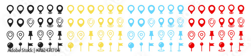 Set of map pin location icons. Modern map markers. Map pin place marker. Location icon. Map marker pointer icon set. photo