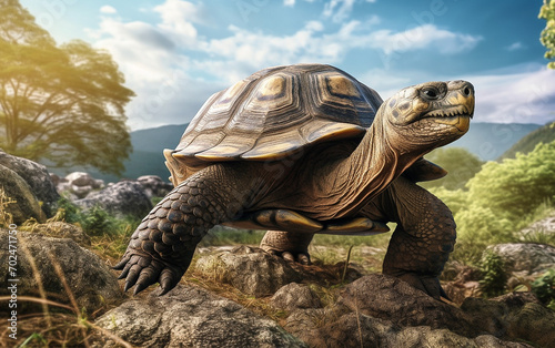 Giant tortoise in wildlife