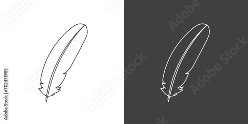 Simple Bird feather icon vector element symbol or logo elements in thin outline.
