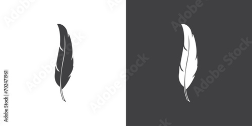 Simple flat of feather icon, Vector feather illustration on black and white background.