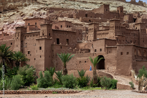 Ksar Ait BenHaddou - fortified village, staying  along the former caravan route between the Sahara and Marrakech in Morocco. Great example of Moroccan earthen clay architecture, UNESCO World Heritage photo