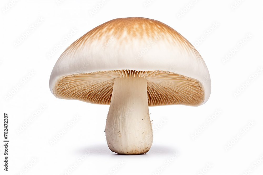 mushroom, top view , white background , isolated, close up, details 