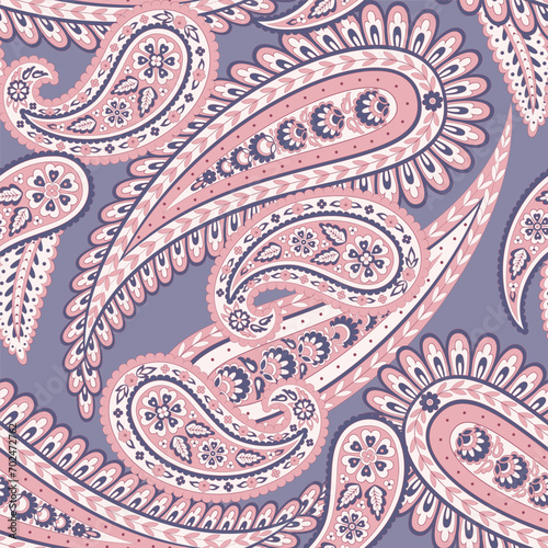 Vector Batik ornament. Ethnic Paisley Floral seamless pattern.