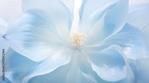 A close up of a blue flower on a white background