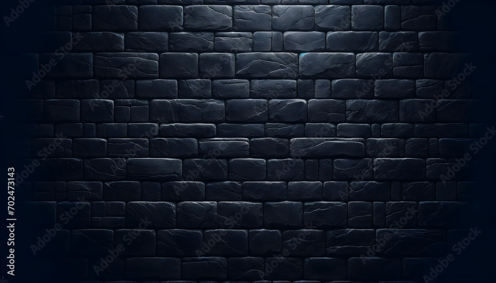 Texture of a black painted brick wall as a background or wallpaper - obrazy, fototapety, plakaty 