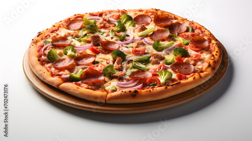 Pizza on the left side blank space background