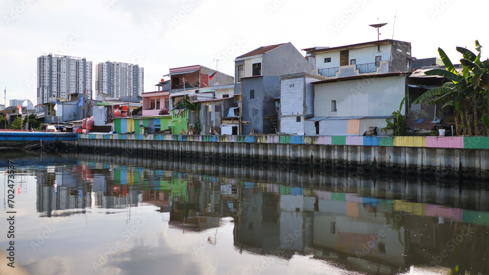 The poor neighborhoods of Jakarta, the capital of Indonesia. The poor neighborhoods of Jakarta, the capital of Indonesia.