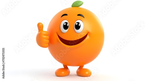 3D animated orange character giving thumbs up on a clean white background. Ideal for promotion, positive feedback, and healthy living campaigns.