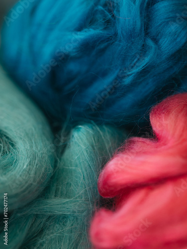 close up of colorful yarn