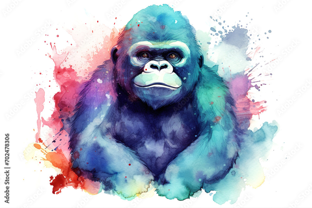 Gorilla in watercolor illustration