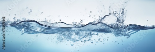 Splash of water wave, blue. Abstract banner background water waves. Abstract nature concept banner for beauty spa, drinking water advertising. Use for abstract, wallpaper, poster. Copy Space.