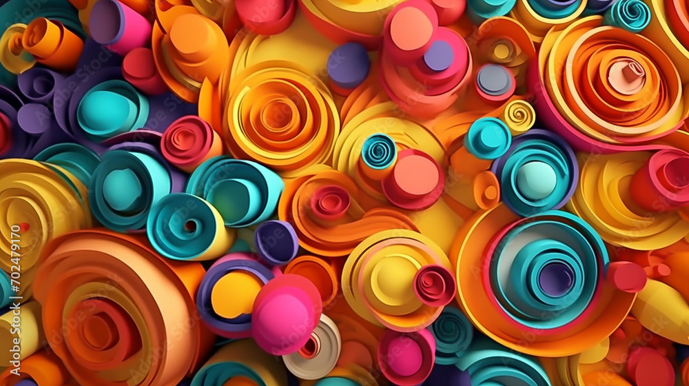 3D colorful paper art background