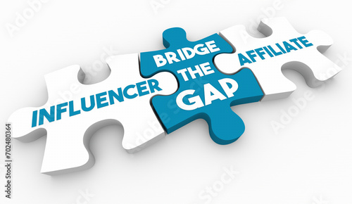 Influencer Affiliate Bridge the Gap Puzzle Pieces Earn Income Promote Products Commissions 3d Illustration photo
