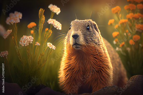 groundhog in the grass photo