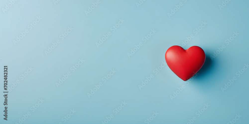 Red heart on a blue background. Generative AI