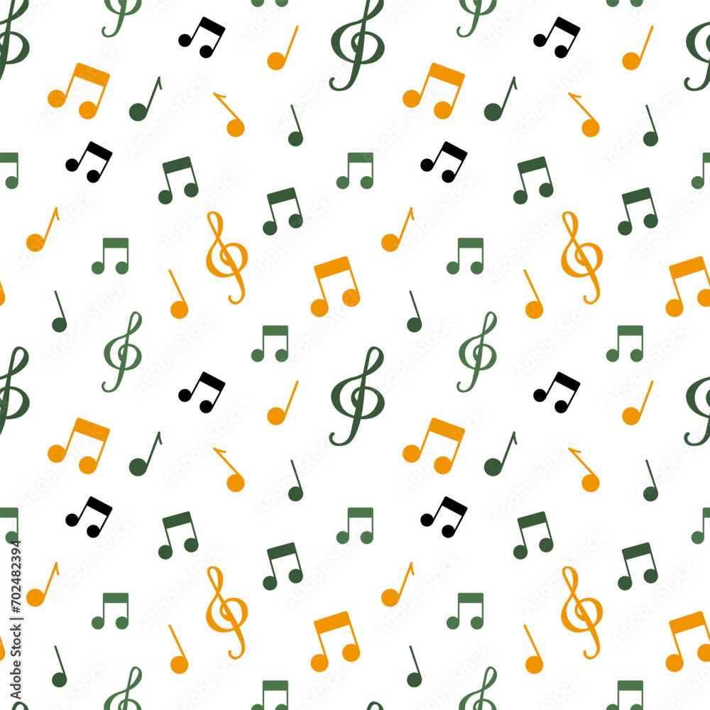 Seamless pattern of musical notes on a white background. Background, print, vector Seamless pattern of musical notes on a white background. Background, print, vector