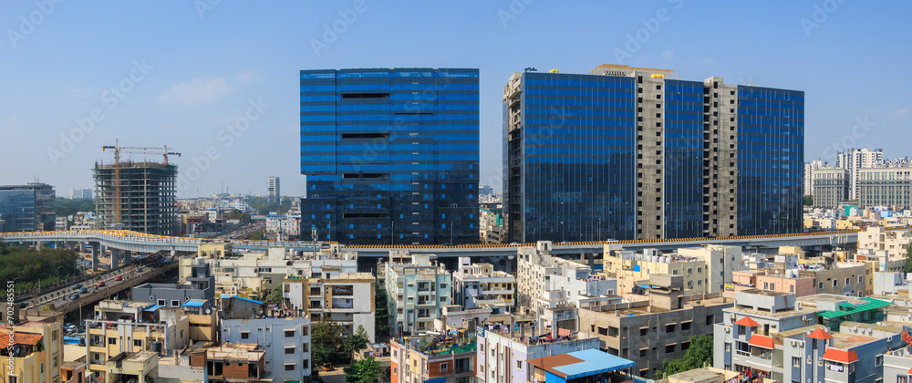Tall buildings in Hyderabad, is the fourth most populous city and sixth most populous urban agglomeration in India and major Information technology hub in India. - obrazy, fototapety, plakaty 