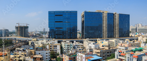 Fototapeta Naklejka Na Ścianę i Meble -  Tall buildings in Hyderabad, is the fourth most populous city and sixth most populous urban agglomeration in India and major Information technology hub in India.