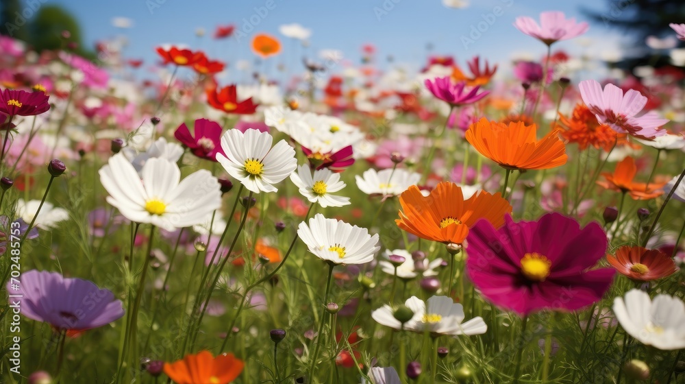 Spring summer floral background. wild flowers field