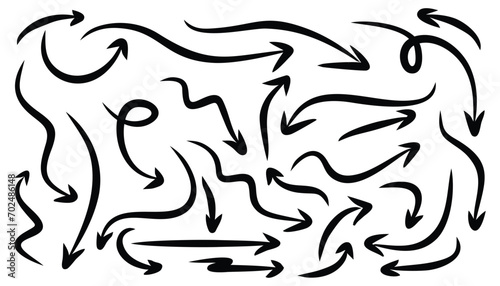 hand drawn arrow, doodle marker illustration vector design illustrator template in trendy style