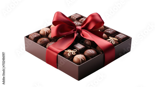 box of chocolate gift with ribbon isolated