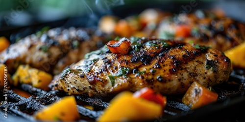 Tropical Spice on the Grill - Mango Grilled Chicken - Culinary Fiesta on the Grill - Dynamic Light Capturing Grilled Chicken Spice