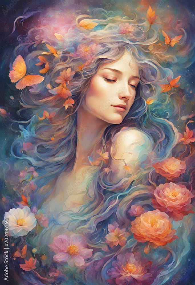woman with flowers woman with flowers