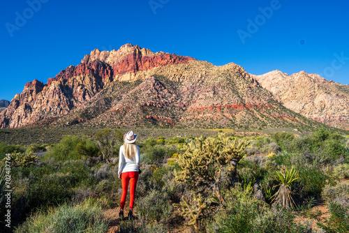 Red Rock Canyon National Conservation Area lies in NevadaÕs Mojave Desert.Morning, .Las Vegas, Nevada, USA photo