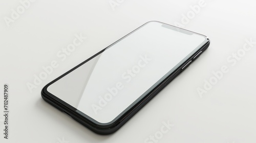 martphone with a blank screen on a white background. Smartphone mockup closeup isolated on white background