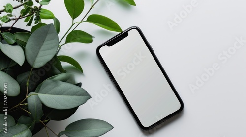 martphone with a blank screen on a white background. Smartphone mockup closeup isolated on white background photo