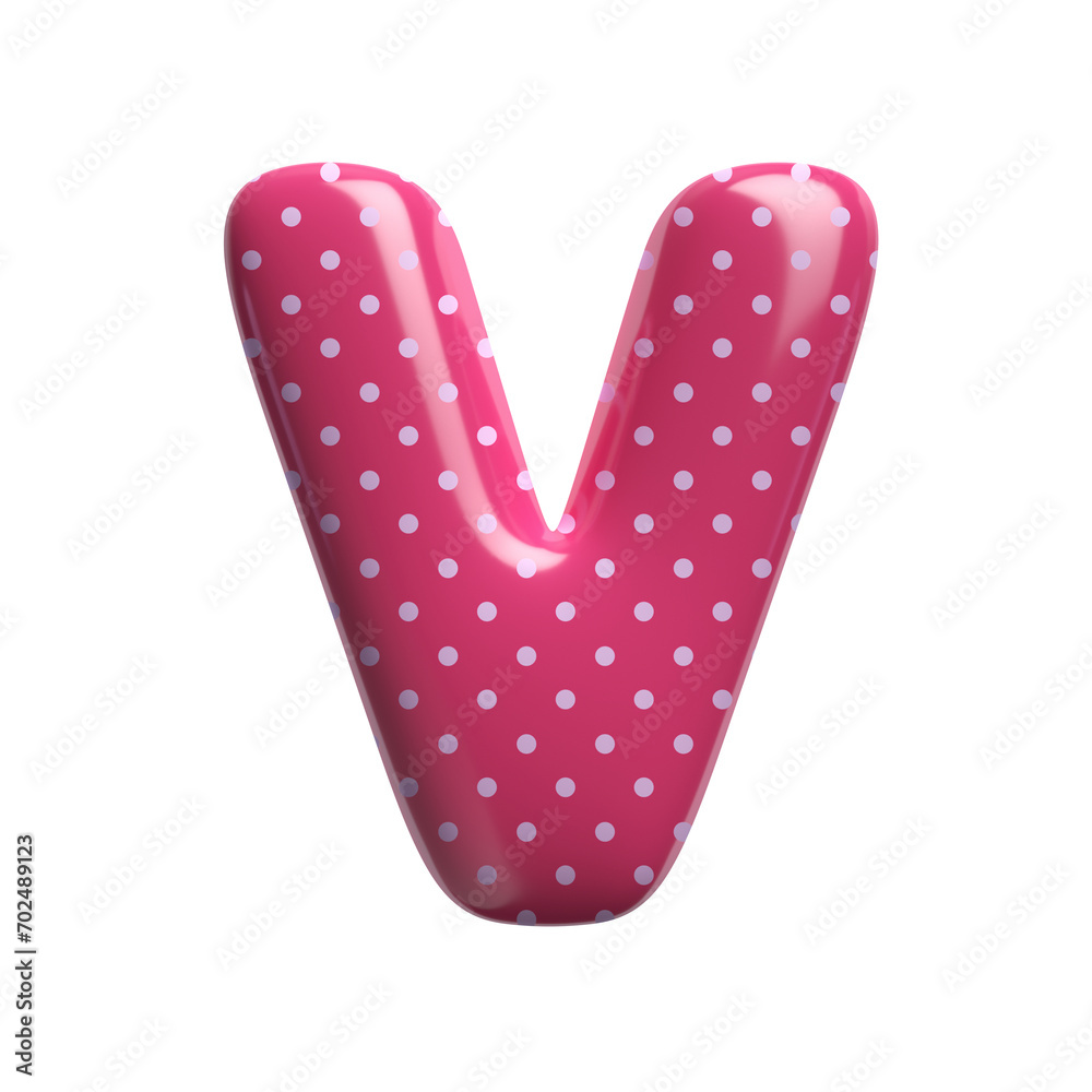 Polka dot letter V - Upper-case 3d pink retro font - suitable for Fashion, retro design or decoration related subjects Polka dot letter V - Upper-case 3d pink retro font - suitable for Fashion, retro design or decoration related subjects