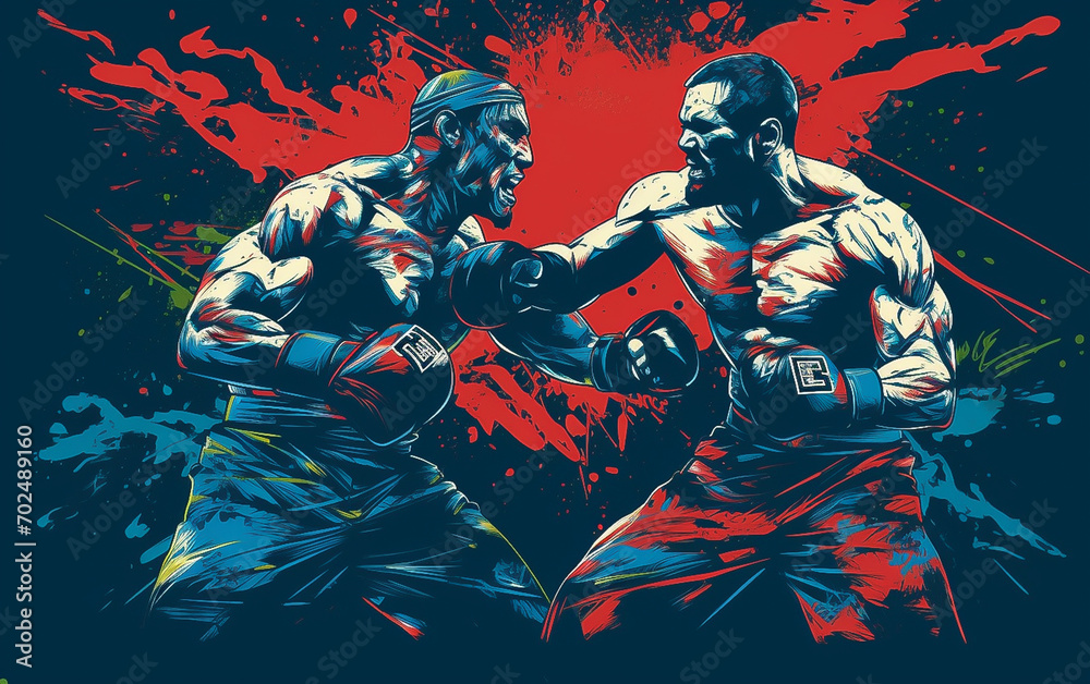 Illustration of two MMA fighters fight each other Illustration of two MMA fighters fight each other