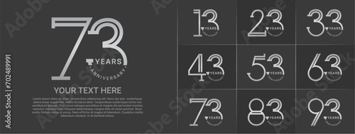 set of anniversary logotype silver color for special celebration event photo