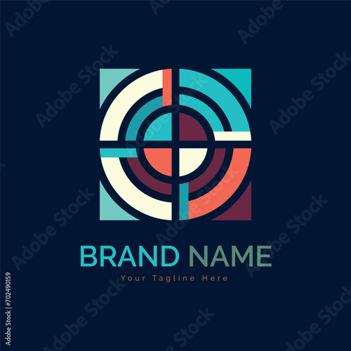 Modern shapes circle target logo template design vector for brand or company and other