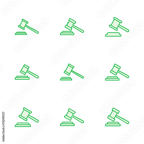 Gavel icon set. judge gavel icon vector. law icon vector. auction hammer