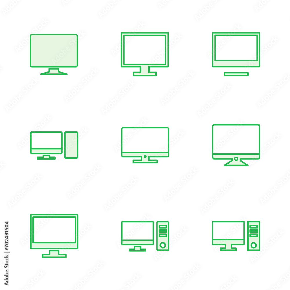 Computer icon set. computer monitor icon vector. Computer icon set. computer monitor icon vector.