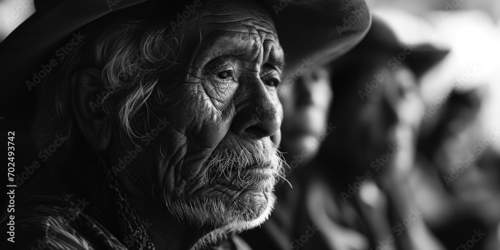 A black and white photo of a man wearing a hat. Suitable for various uses A black and white photo of a man wearing a hat. Suitable for various uses