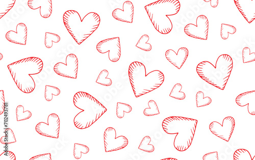 valentine's day. patterns. seamless patterns. hearts. Doodle. drawing. red. vector. on a white background. for textiles. for the repose. postcard.