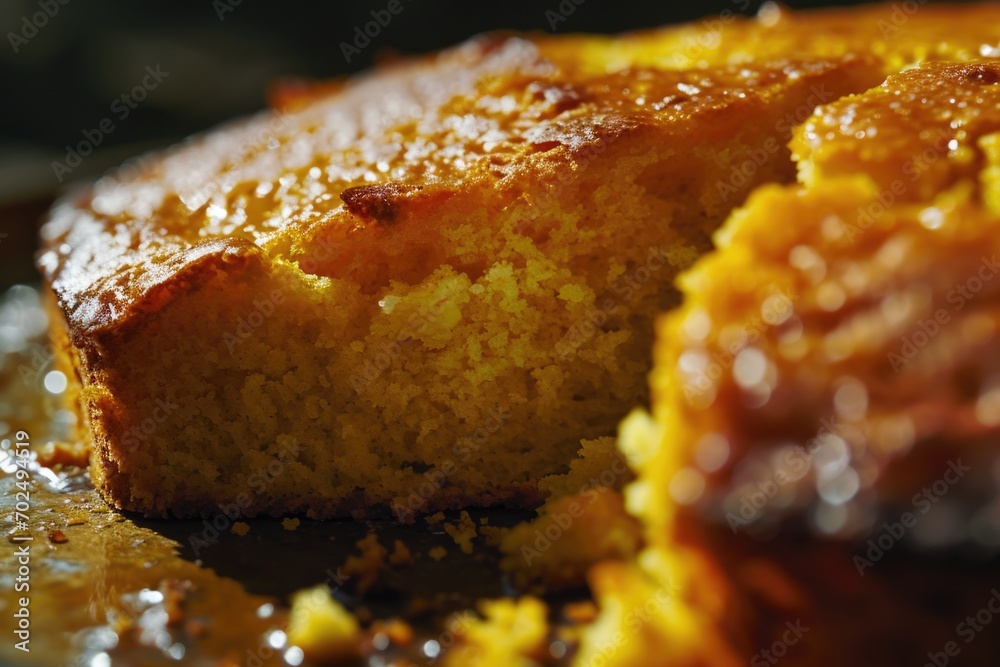 A detailed view of a delicious piece of cake placed on a plate. Perfect for food and dessert related projects A detailed view of a delicious piece of cake placed on a plate. Perfect for food and dessert related projects