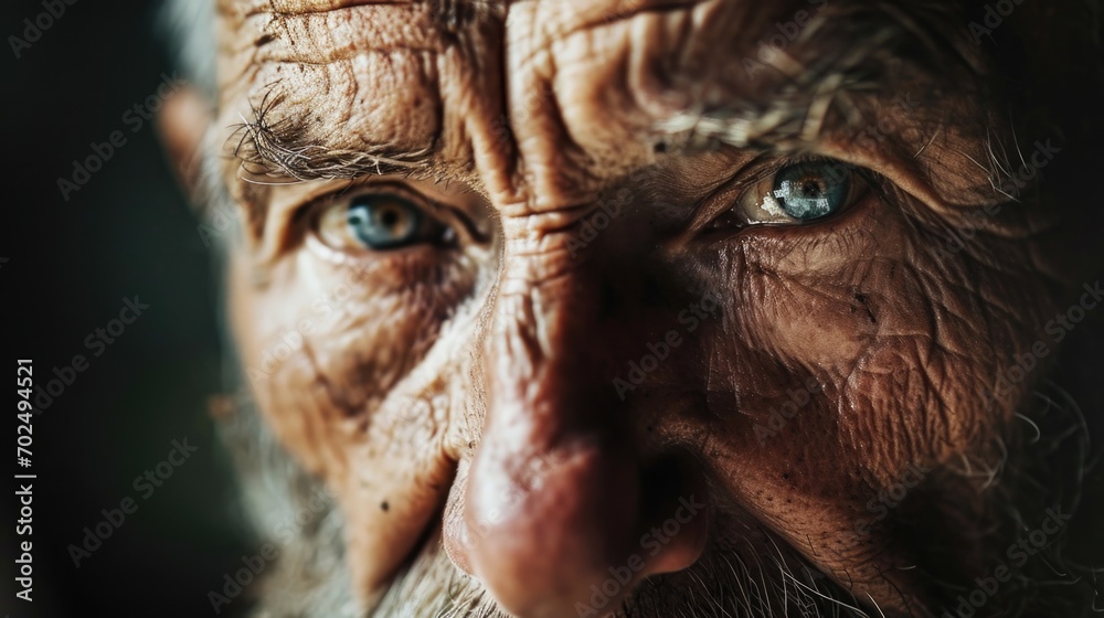 A detailed close-up of a person showcasing their long beard. Suitable for various applications A detailed close-up of a person showcasing their long beard. Suitable for various applications