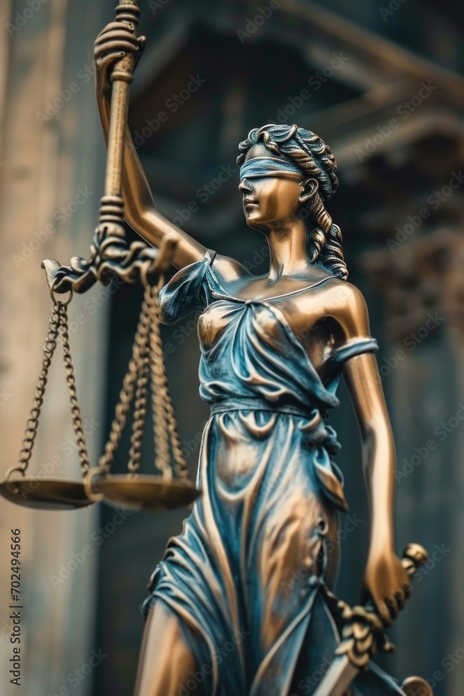 A statue of Lady Justice holding a scale, symbolizing fairness and impartiality. Suitable for legal and justice-related concepts A statue of Lady Justice holding a scale, symbolizing fairness and impartiality. Suitable for legal and justice-related concepts