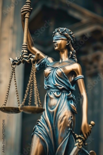 A statue of Lady Justice holding a scale, symbolizing fairness and impartiality. Suitable for legal and justice-related concepts