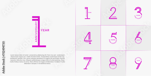 set of anniversary logotype purple color for special celebration event