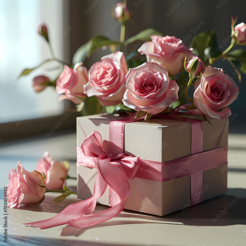 roses om the gift box