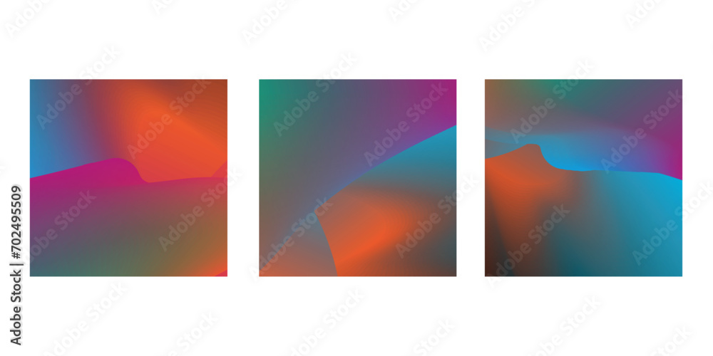 set of 3 abstract color gradient backgrounds in square shapes (1:1), suitable for social media backgrounds, posters, banners, promotions, and so on