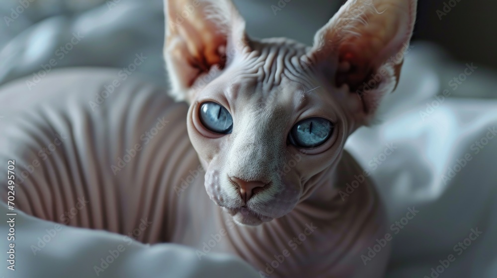 A close-up photograph of a cat with striking blue eyes. Perfect for cat lovers and animal-themed designs