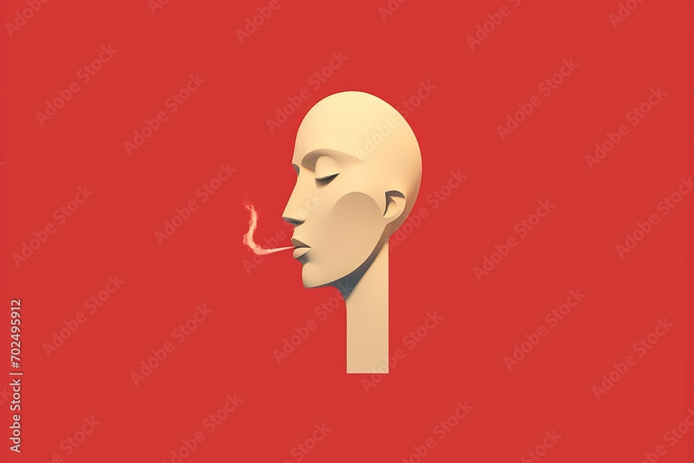 Woman head smoking, concept of bad habit Woman head smoking, concept of bad habit