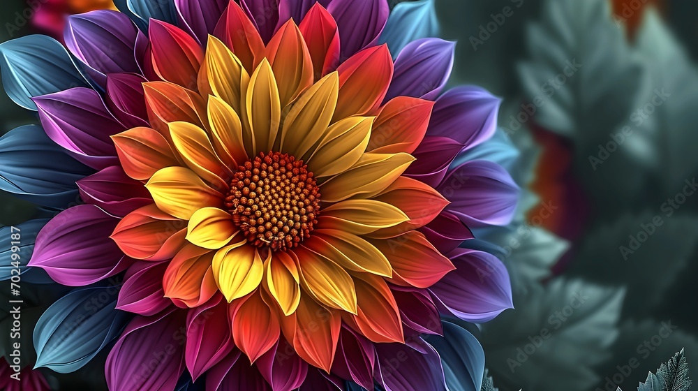 Vibrant Digital Art of a Multicolored Flower Vibrant Digital Art of a Multicolored Flower
