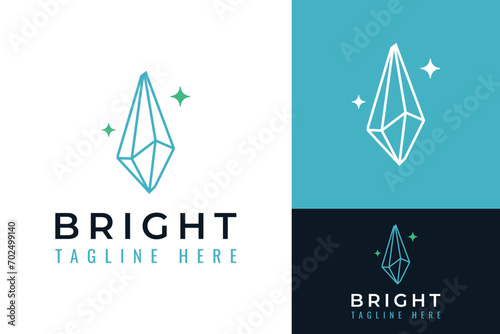 Simple Bright Blue Gem Diamond Opal Jewel Logo Design Branding Template